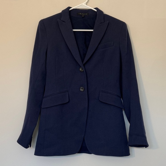 Theory Wool Navy Blazer - 4 - Picture 1 of 4